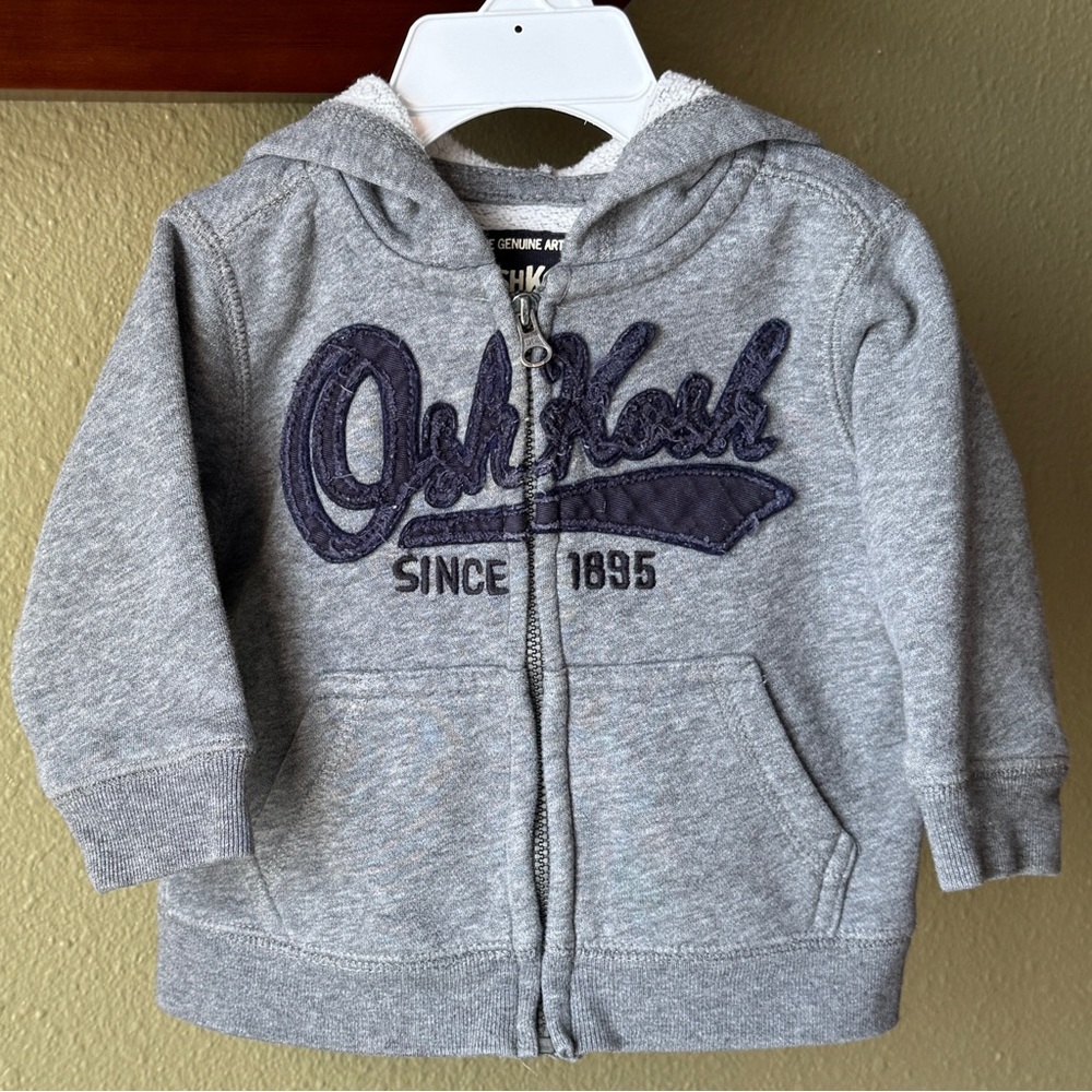 OshKosh B'gosh Gray Hoodie with Navy Embroidery